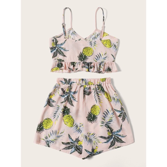 Crop top & shorts set 🍍 pink pineapple print - Picture 2 of 2